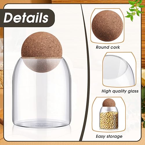 Miniatura 3 de Suclain 12 tarros de vidrio de corcho para almacenamiento de alimentos, tarros de caramelo, tarro de tapa de bola de corcho, botella de vidrio de