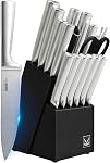 Knife Set, 20 Pieces Knife Sets for Kitchen with Block, Dishwasher Safe Kitchen Knife Set with Self Sharpener, German Stainless Steel Black Knife Block Set