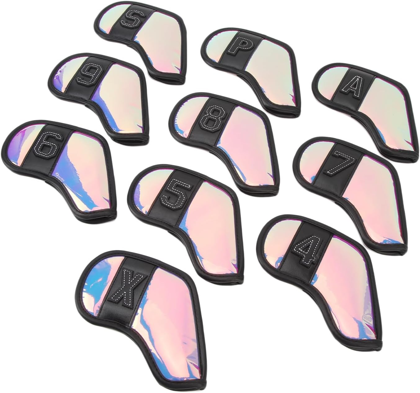 Keenso 10 PCS Golf Club Head Covers PU Fabric Stylish Impact Proof Scratch Proof Golf Iron Covers Set for Golf Clubs