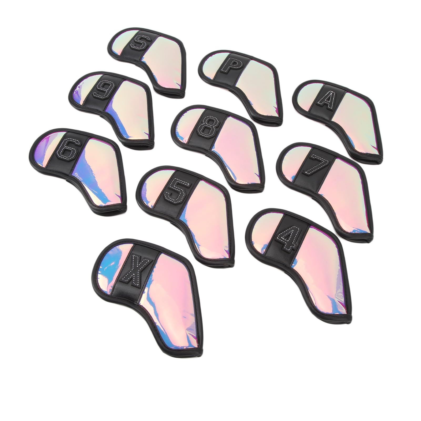 KUIDAMOS Fundas para Cabezas de Palos de Golf, Elegantes, a Prueba de Impactos, a Prueba de Rayones, Juego de Fundas de Hierro para Palos de Golf, Ajuste Versátil para Viajes y Torneos, Tela de PU,