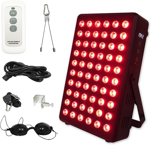 Red Light Therapy for Body, Red Light Panel 660nm 850nm, Built-in Timer, 60 LEDs, 95w High Power Red Light Therapy Panel, Used to Promote Sleep, Improve The Body, Relieve Muscle Fatigue(Black)