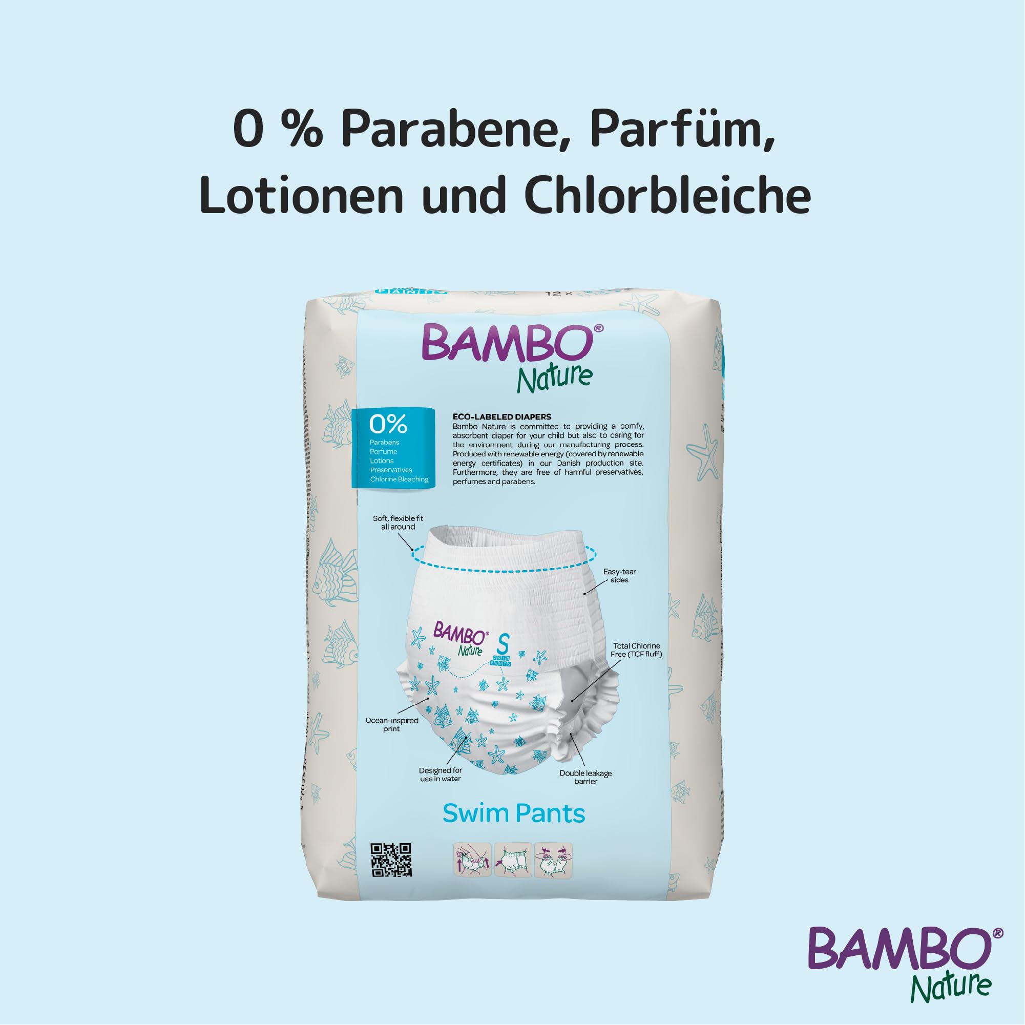 Bambo Nature Schwimmwindel Baby, Größe S (7-12 kg), Megapack 120 St. Windeln | Secure-Fit Einweg-Badehose | Auslaufsicherer Komfort beim Wasserspiel…