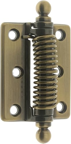 Miniatura 3 de idh by St. Simons 80360-10B Bisagra de puerta de resorte de latón macizo genuino de calidad profesional con remates de bola, bronce aceitado, par