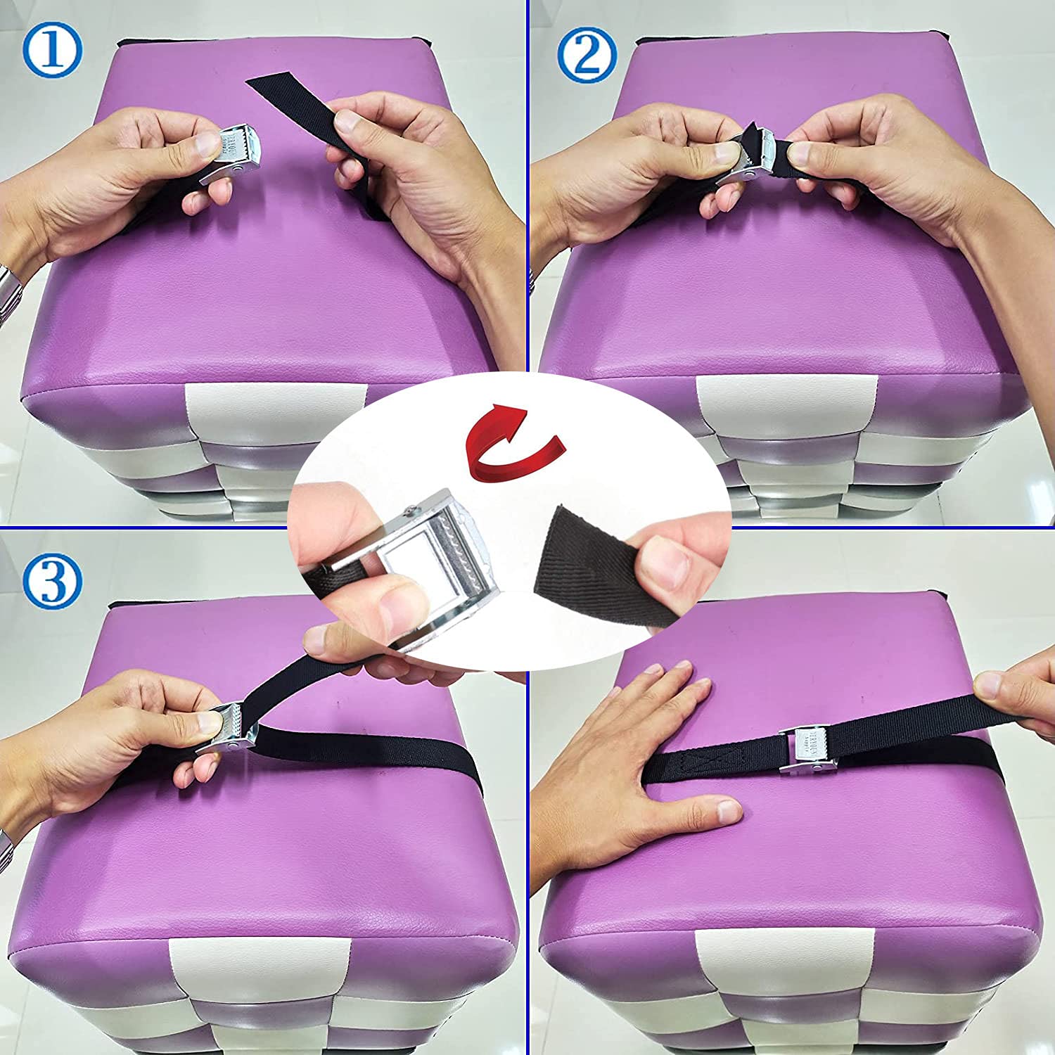 Cinghie Di Fissaggio Con Cricchetto - 8 Pezzi Da 2,5cm X 1m | Per Moto, Kayak, Bagagli - Foto 3