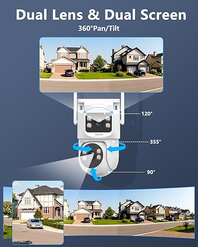 Miniatura 4 de (Audio de 2 vías y seguimiento automático) Sistema de cámara de seguridad inalámbrica PTZ de doble lente de 2.5K, sistemas de cámaras WiFi de
