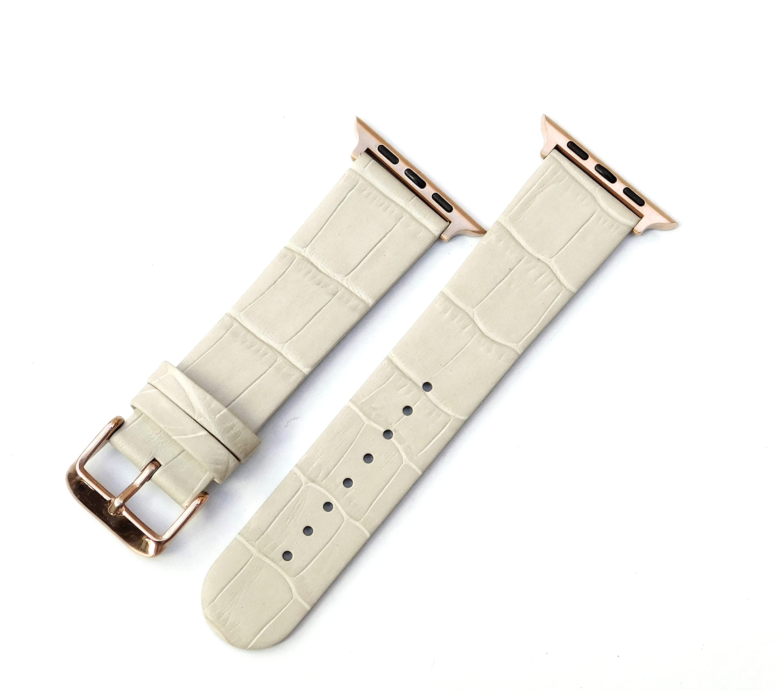 Stech Leather Strap Compatible Apple Watch SE & Series 7 6 5 4 3 2 1 for Men and Women, 42mm 44mm 45mm, Ivory Bamboo + Rose Gold (Buckle & Adapter)(Watch Not Included) (B09Q1D85TF) Amazon Price History, Amazon Price Tracker