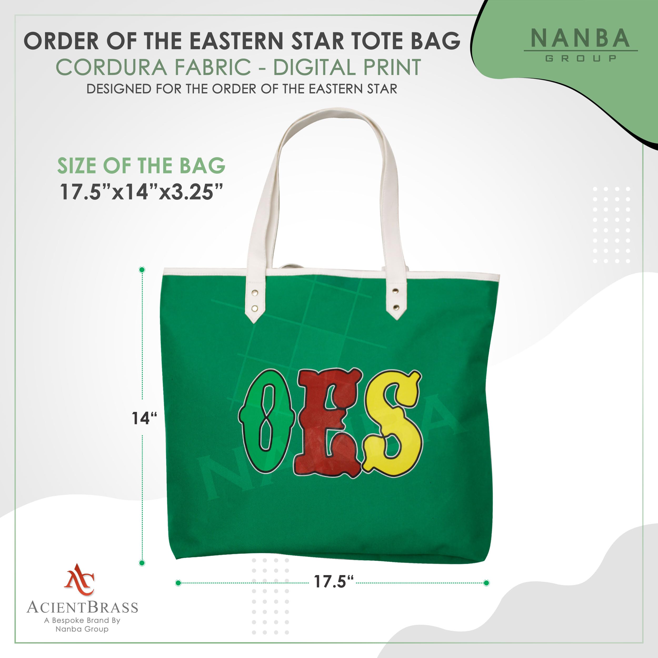 ACIENTBRASS Order of the Eastern Star Tote Bag for Women – OES Waterproof Cordura Shoulder Handbag with Wallet-IMPROVED