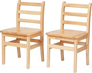 Back2School Express Wooden Ladderback Chairs, 16", Kids Furniture, Natural, 2-Pack