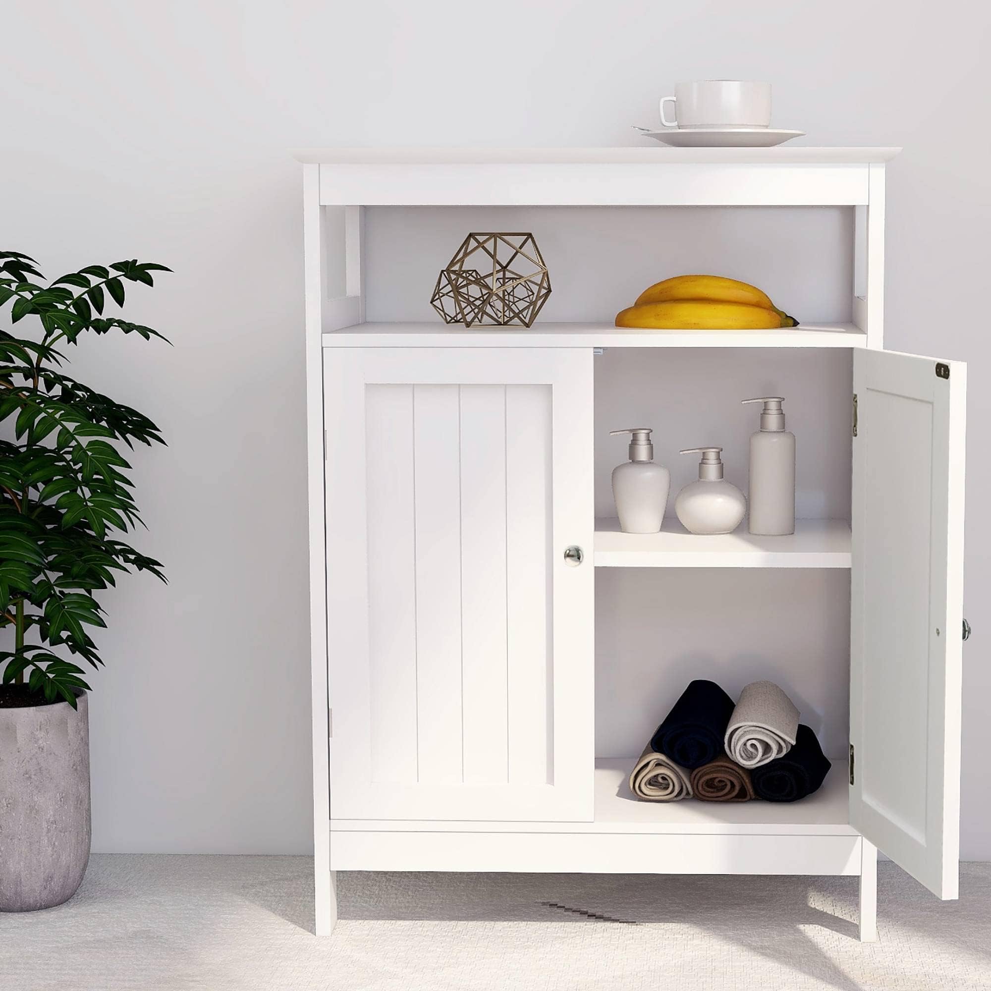 AHAQUBathroom Standing Storage with Double Shutter Doors Cabinet