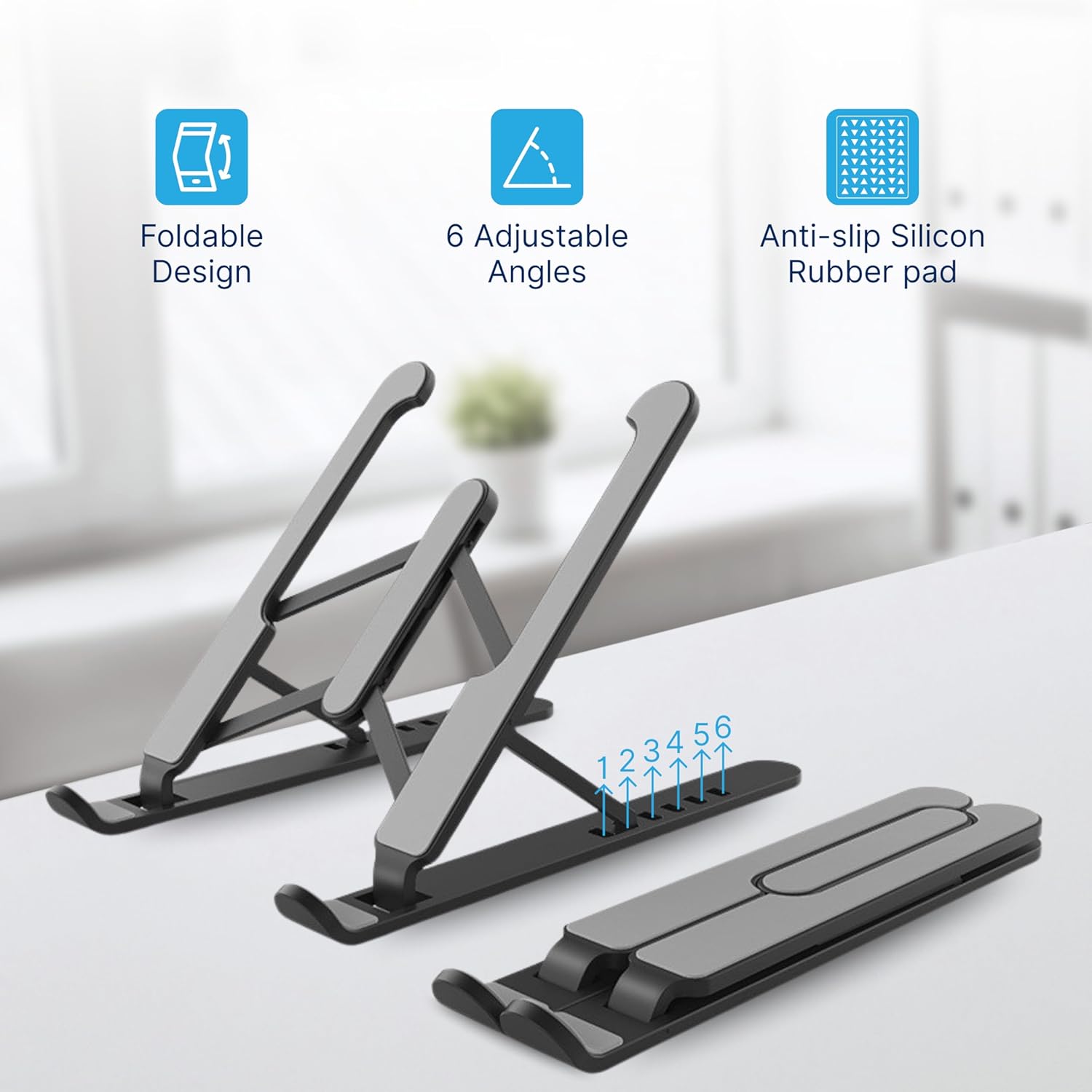 Geonix Trek T1 ABS Plastic Laptop Stand Height & Angle Adjustable | Foldable | Portable | Supports Maximum 5kg of Weight |Support Upto 17 inch (Black) 12 716bPgImRDL. SL1500