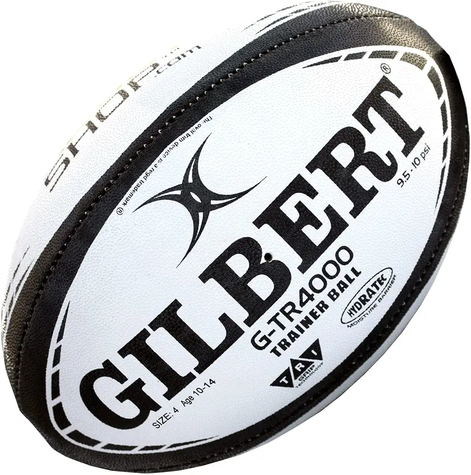 World Rugby Shop X Gilbert G-TR4000 Bola de Rugby - Tamanhos adulto e juvenil 3, 4 e 5 - Costurada à mão - Construção em 3 camadas