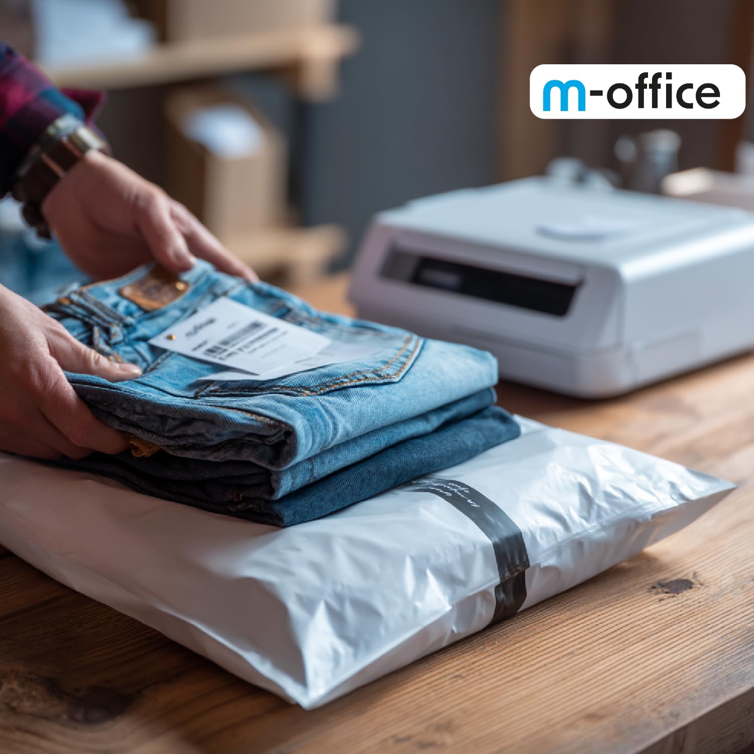 m-office Bolsa Envío 50 uds S (200×250+50 mm) – Sobres envíos | Bolsas Ropa vinted | Embalaje Paquetes Shipping Bags | Envíos Online