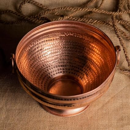 MERCHANT ANTIQUES 100% Pure Copper Hand Beaten Big Size Vintage Gangal