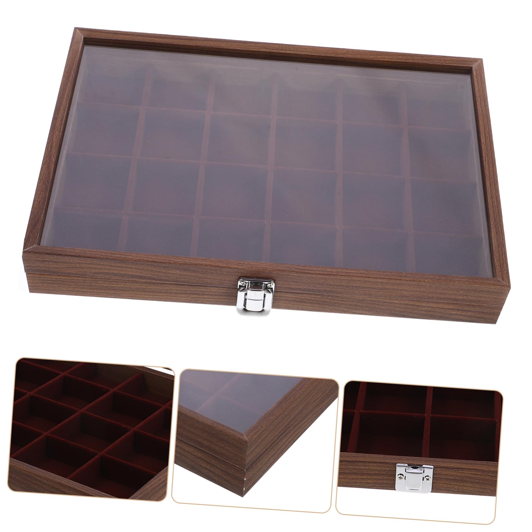 Boîte à Thé Compartimentée 24 Cases, Organisateur de Sachets en Verre et Acier Inoxydable, Design Transparent Cuisine et Salle à Manger