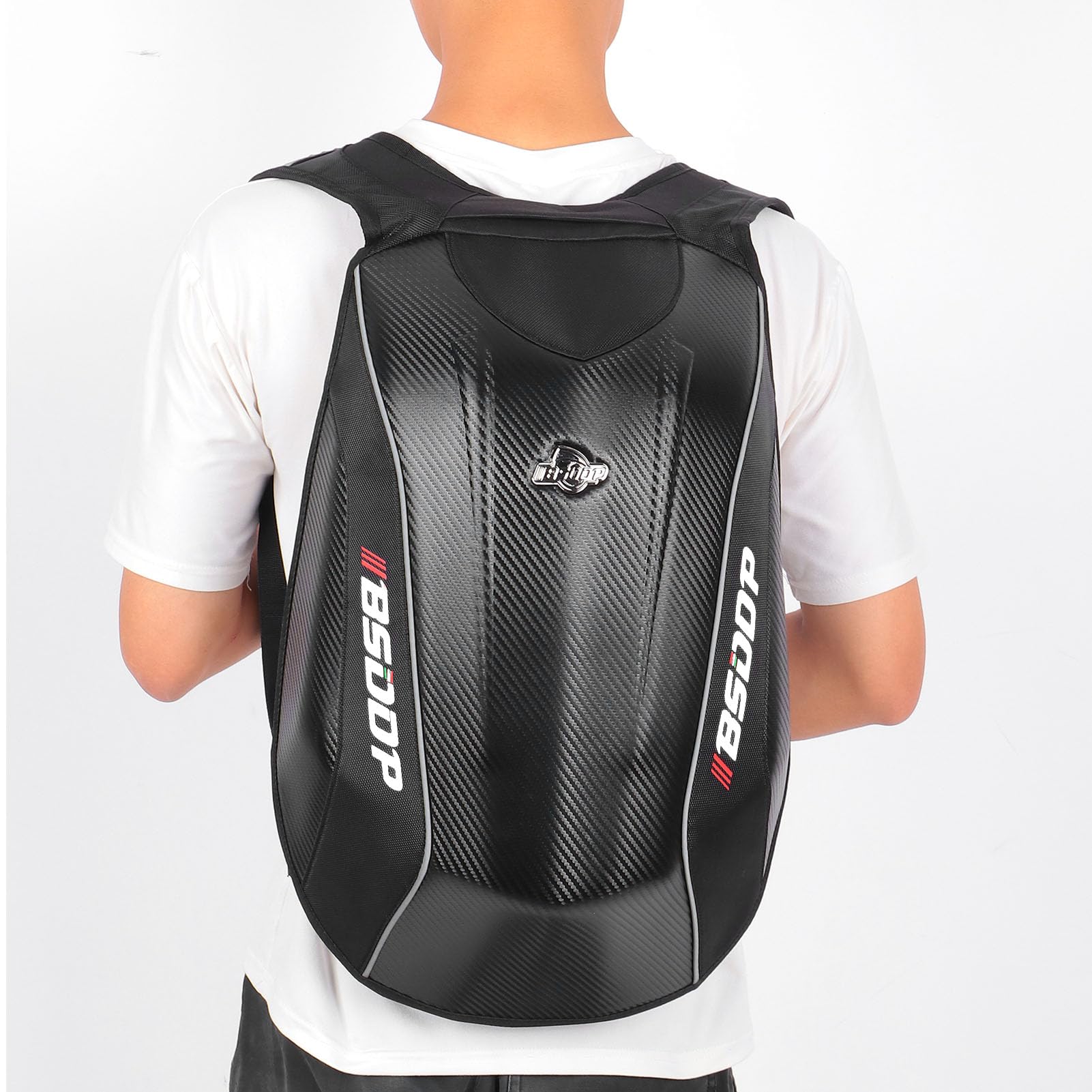 Motorcycle Backpack Hard Shell Carbon Fiber Waterproof 30L Large - View #5