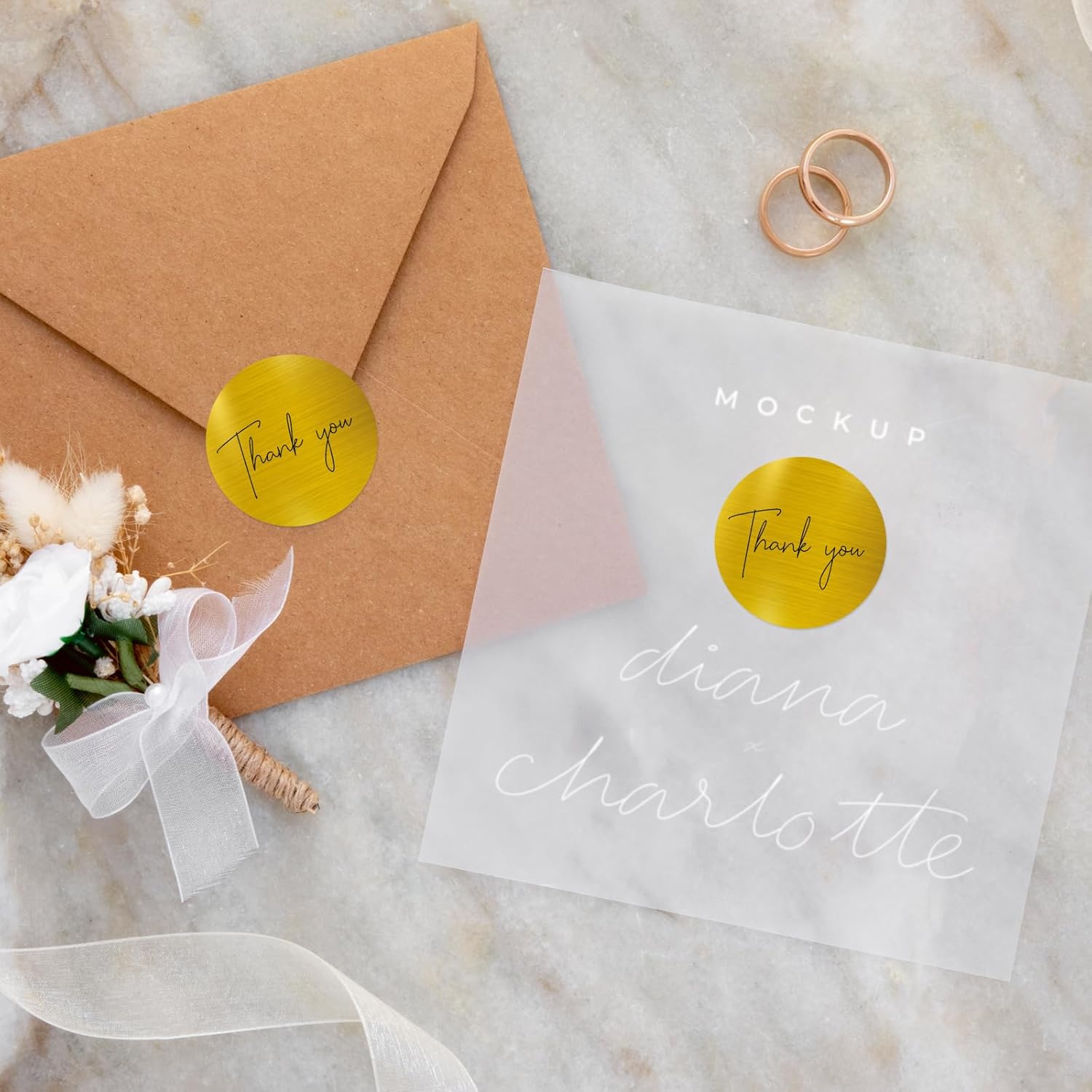 1.5 Inch Thermal Labels,Holographic Circle Direct Thermal Stickers,for Address Design DIY Logo Business(300 pcs/Brushed Gold) - Image 5