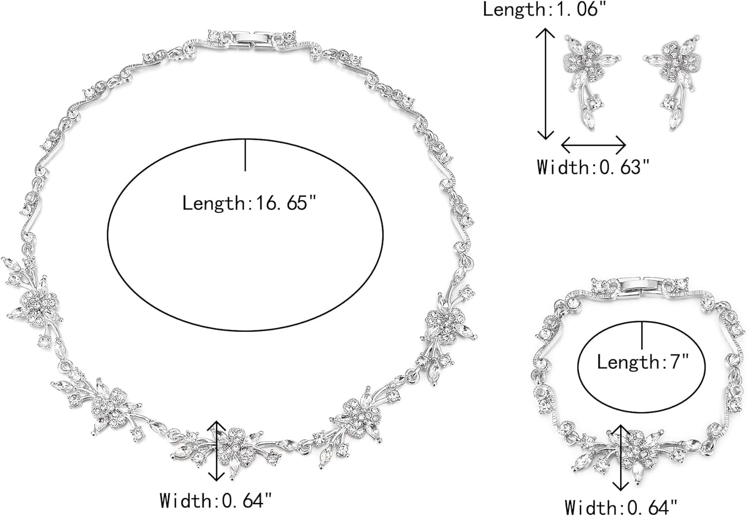 EleQueen Women's Wedding Flower Necklace Earrings and Bracelet for Brides Bridesmaids, Elegant Jewelry Sets for Anniversary/Formal Occasions - Image 6