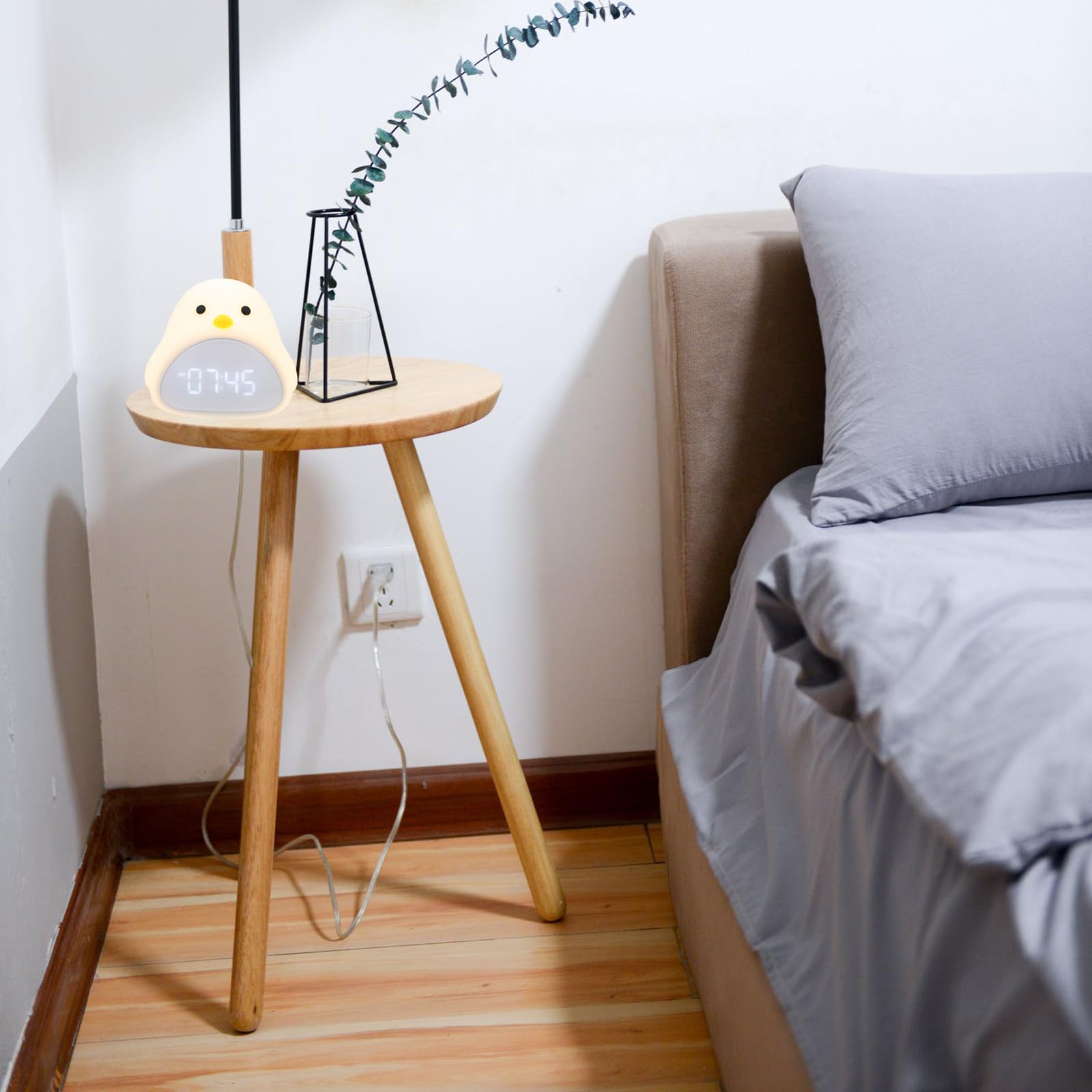 Lámpara de Noche Despertador Inteligente, Diseño Moderno y Simple, Batería de 1200mah, Adecuado para Uso en Escritorio y Hogar