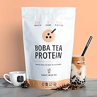 Vista 2 de Boba Tea Protein Classic Milk Tea 0.88 onzas (25 g) de aislado de proteína de suero de vacas alimentadas a pasto en polvo Bebida de proteína