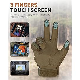 KUMGIM Tactical Gloves for Men Women, Motorcycle Gloves Touchscreen Airsoft Hunting Shooting Glove Black Tan for Outdoor Paintball Work Motorcycle Climbing Survival Training