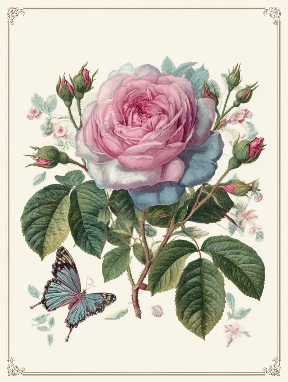 RKFLGEW Flores Kit De Bordado De Cuentas Diy Rosa Fantasía Kits De Bordado Con Cuentas,Kit De Punto De Cruz,Juego De Abalorios De 3 Mm Para Manualidades. 40x50 cm