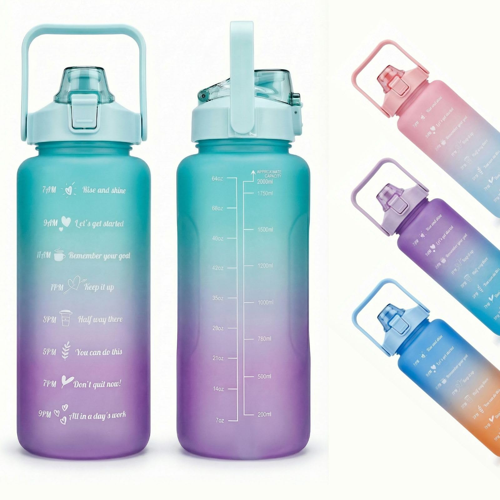 Bouteille de sport 2L graduée pour boire plus d'eau par jour
