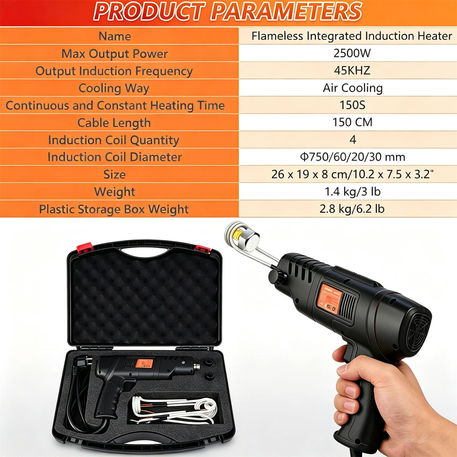 Kit Extractor de Tuercas de 2500 W con 4 bobinas