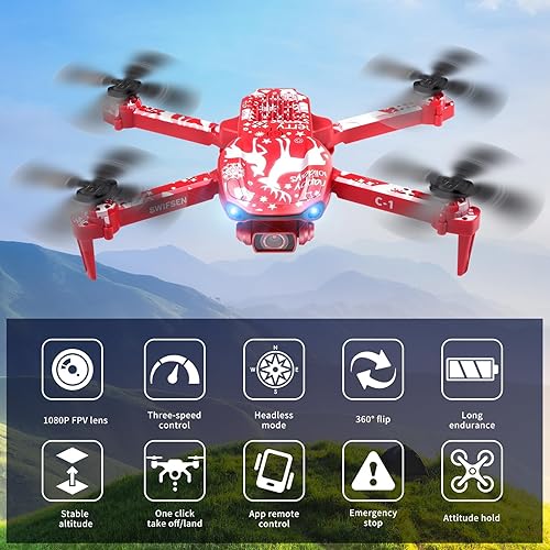 Miniatura 4 de Swifsen Mini dron con cámara para adultos, 2 cámaras 1080P HD FPV, juguetes de control remoto de retorno automático, retención de altitud,