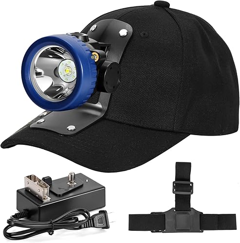 Miniatura 9 de Lokilo Linterna frontal de minería superbrillante de 1+6 LED, recargable, impermeable, con tapa minera, larga duración, ligera, perfecta para