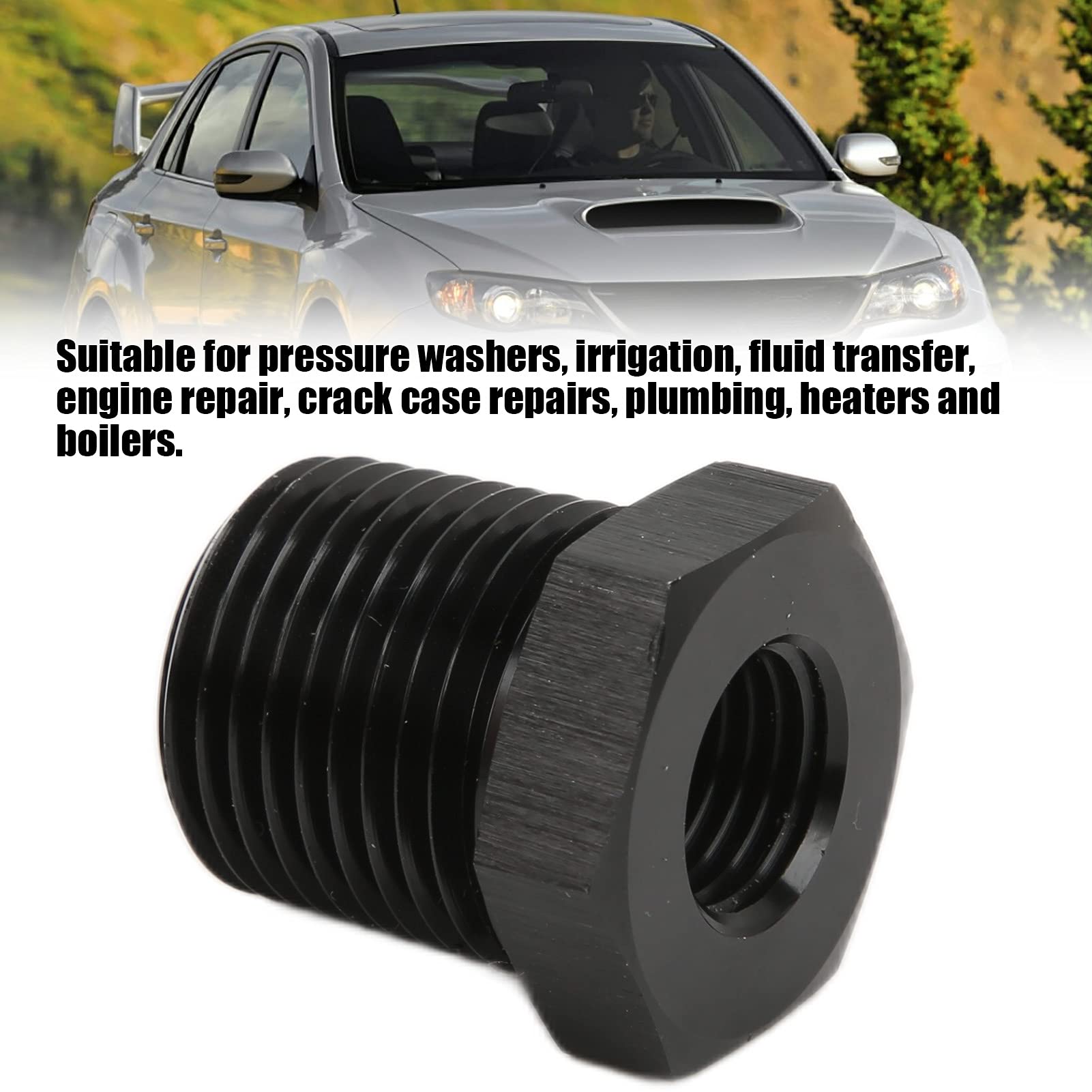 Adaptateur Réducteur 1/4" NPT Mâle à 1/8" NPT Femelle - Noir - Alliage Aluminium