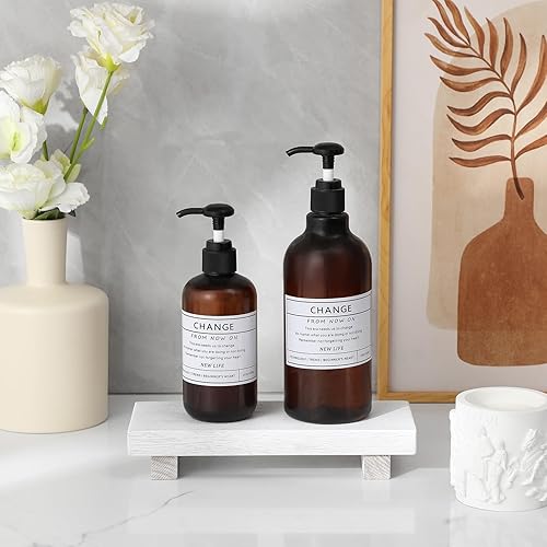 Miniatura 7 de zoocatia Pequeño Soporte de Bandeja de Madera con Pedestal para Decoración de Baño de Granja, Soporte Decorativo de Madera para Artículos de Tocador