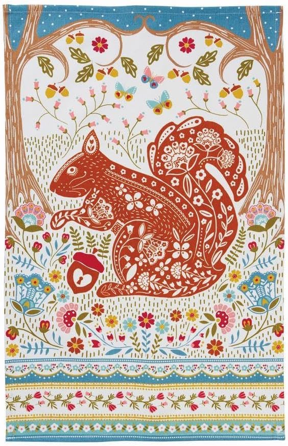 Woodland Squirrel Tea Towel
