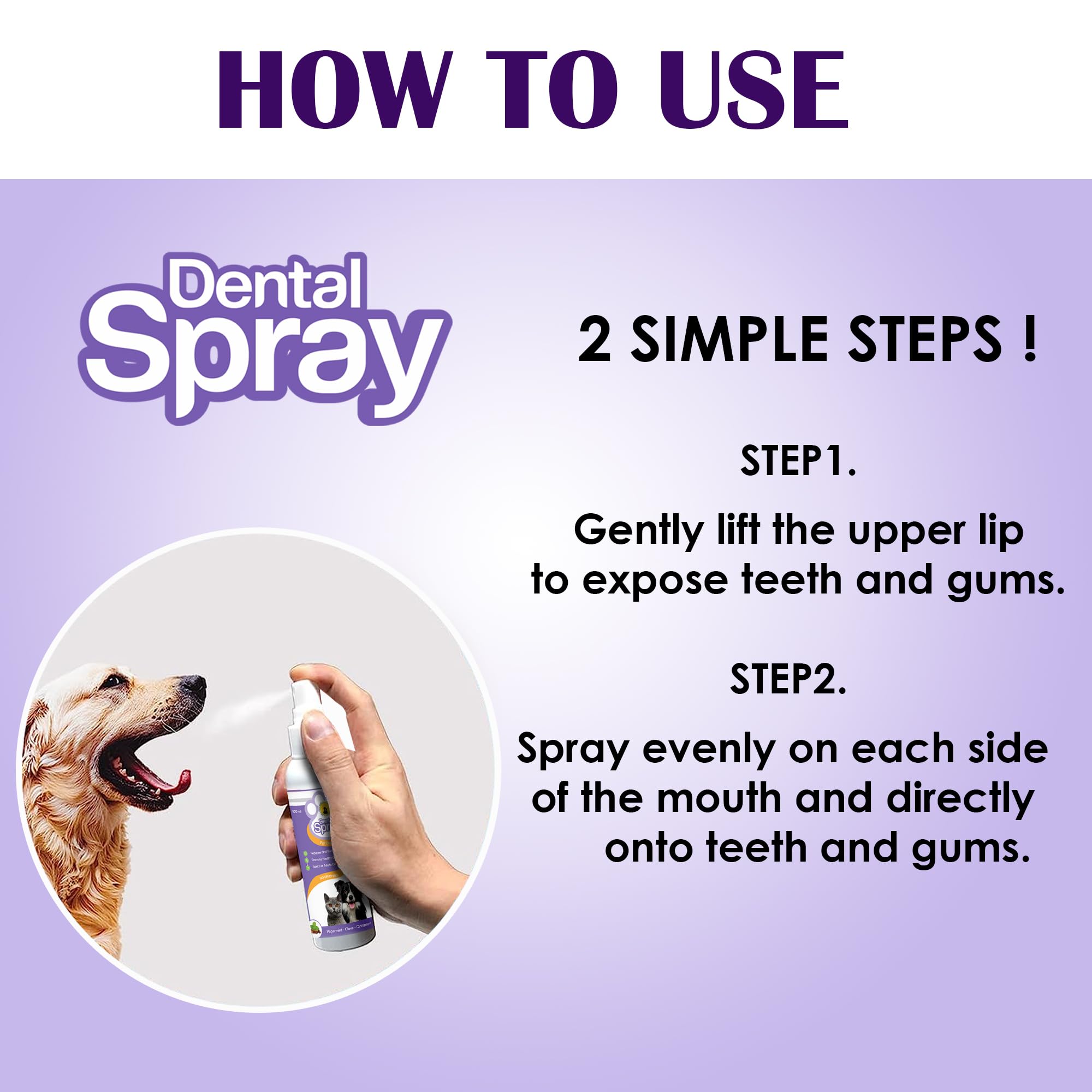 Dog Mouth Freshner Spray for Dogs & Cats - Dental Spray Fight Against Bad Breath, Plaque, Tartar & Gum Disease Without Brushing (Pack of 1)