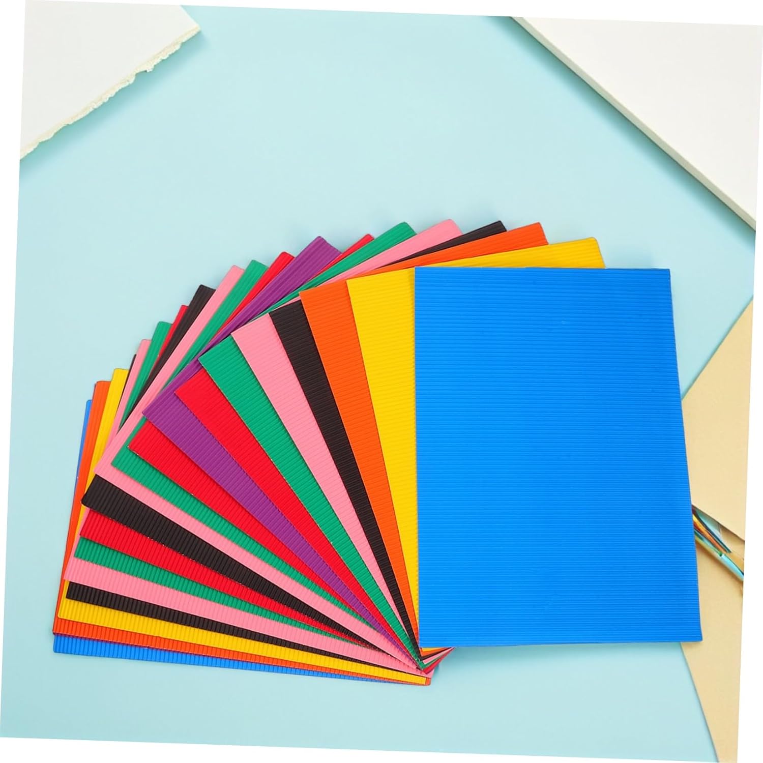 48pcs Corrugated Cardboard Sheets 11.8 X 8.3 Inches Multi-color Craft Paperboard with 3d Texture and Crease Resistance, Easy to Fold Colored Paper for DIY Crafts and Random Color