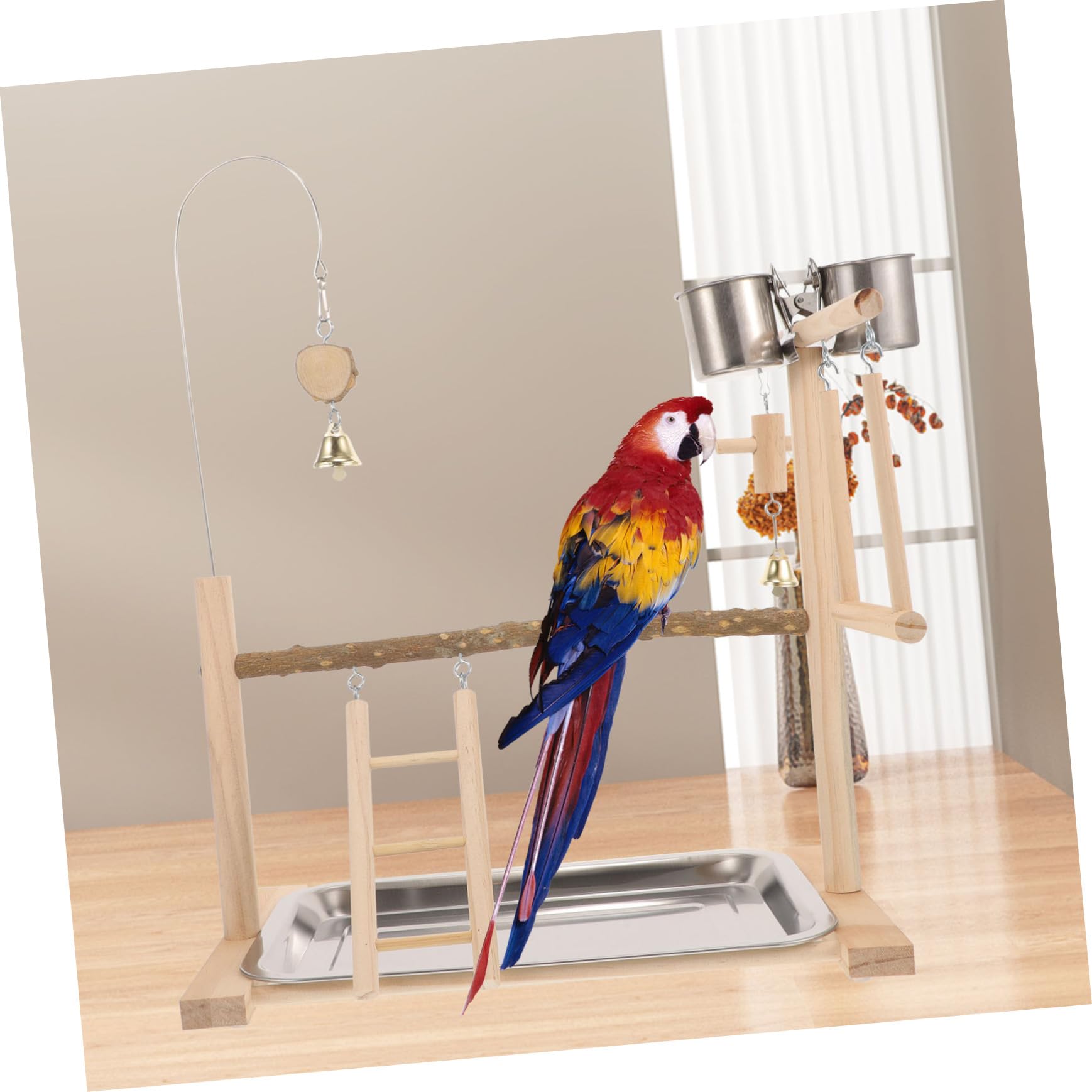 DOITOOL De para Loros Juguete De Madera Natural Percha para Pájaros Accesorios para Jaulas Lugar para Loros y Cacatúas