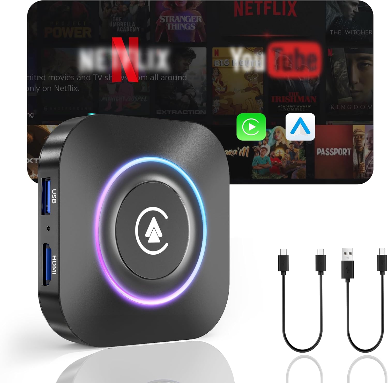 Magic Box 2026 Wireless CarPlay Adapter, AI Box Android Auto Supports Strea-ming Video for TikTok/YouTube, USB for Offline Media, Screen Mirroring Car Adapter for Factory Wired Car Play