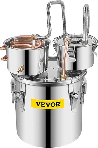 Miniatura 10 de VEVOR Alcohol Still 5GAL/20L, Destilador de alcohol con barril Thumper, kit de destilería para alcohol con tubo de cobre y termómetro integrado