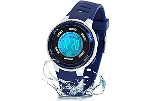 Boys Waterproof Digital Watch, Seven Color Lights, Comfortable Band for Child Boys