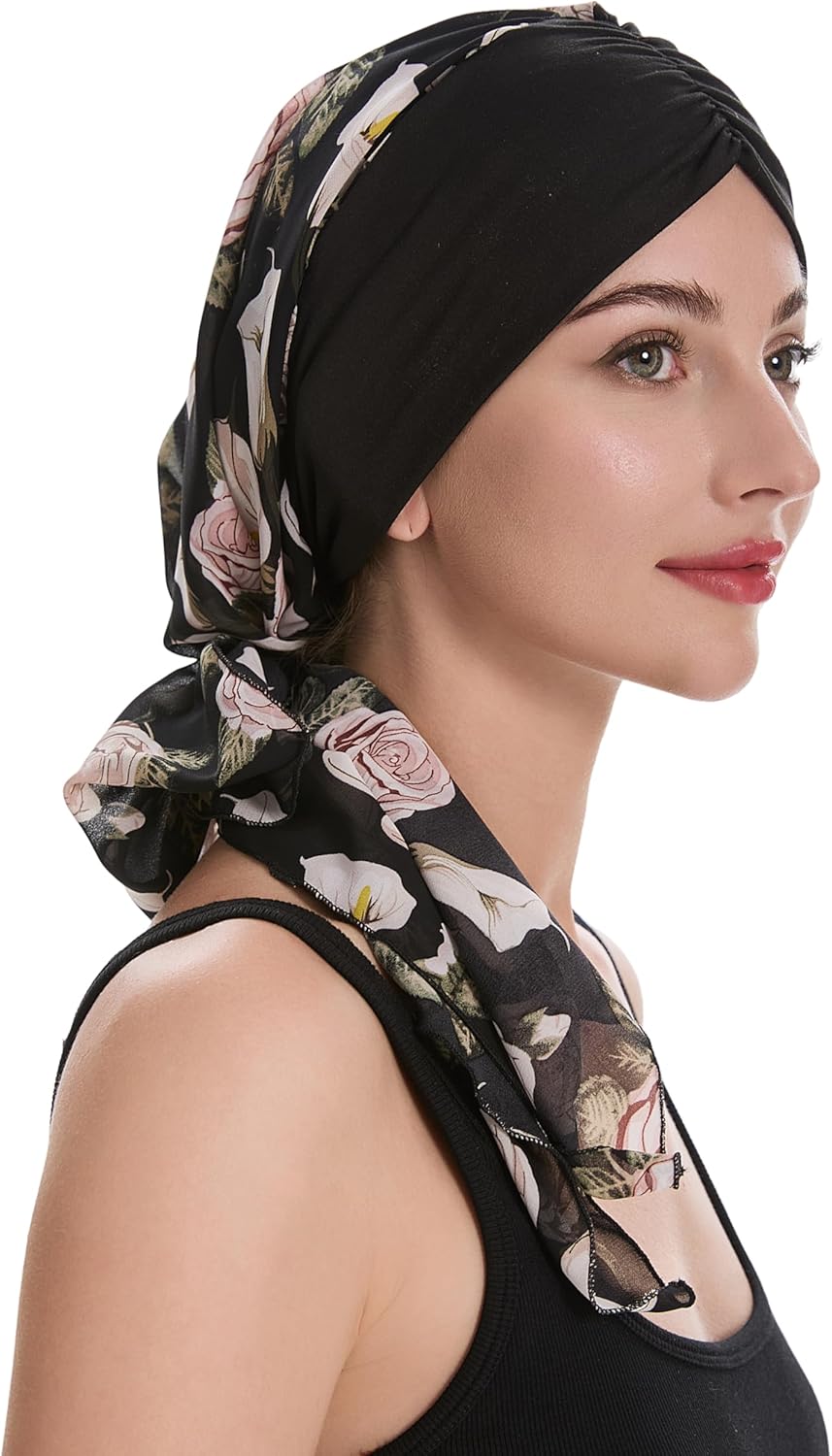 ZLYC Chemo Headwear Head Scarf Headwraps Long Head Covering Lightweight Beanie for Women - Image 2