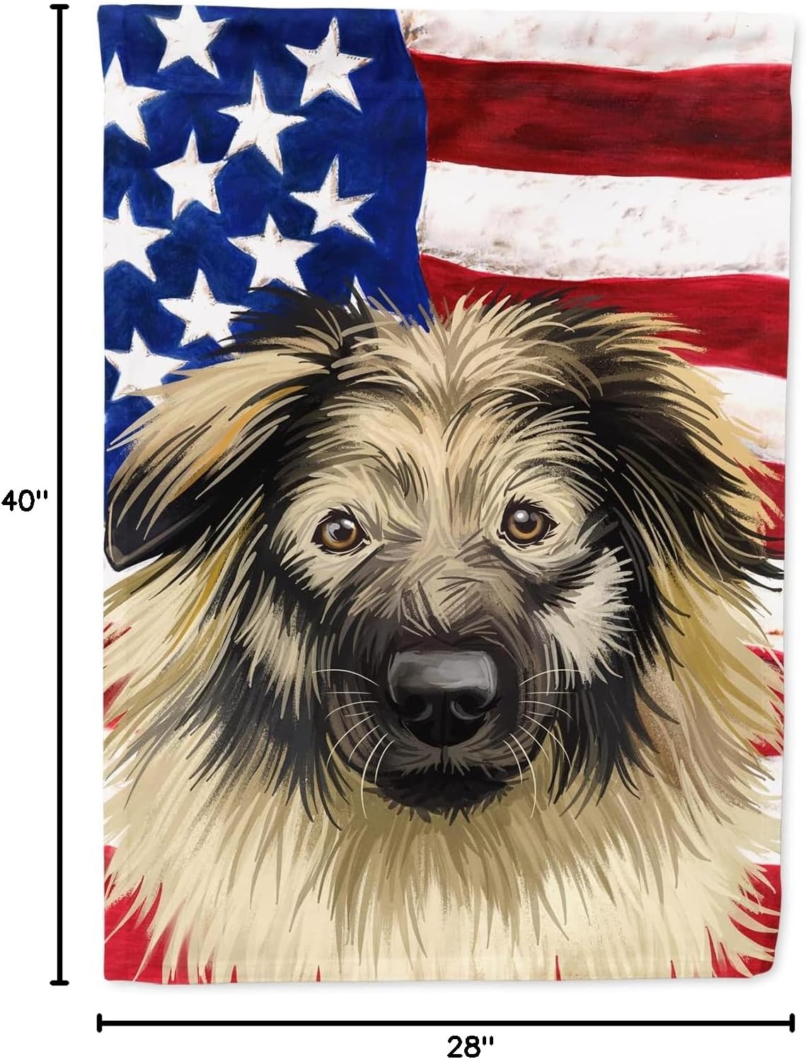 Caroline's Treasures CK6587CHF Karst Shepherd American Flag House Flag Large Porch Sleeve Pole Decorative Outside Yard Banner Artwork Wall Hanging, Polyester, House Size, Multicolor
