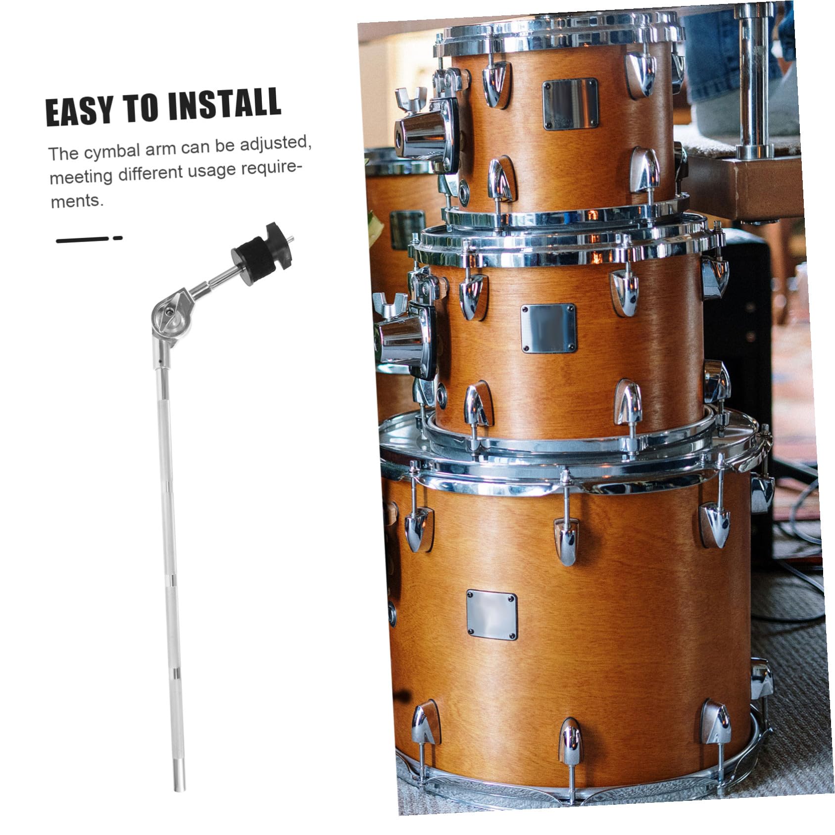 Alipis Soporte para Platillos Ajustable de Aleación Plata Brazo Articulado Fácil de Instalar para Kits de Batería y Accesorios de Percusión