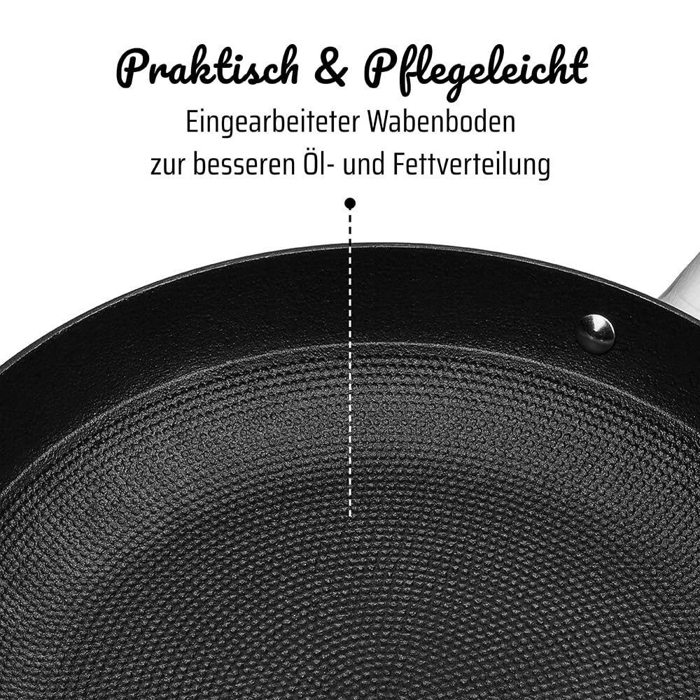 GSW 716499 serveerpan Robusta 30cm met glazen deksel, gietijzer, roestvrij staal, zwart