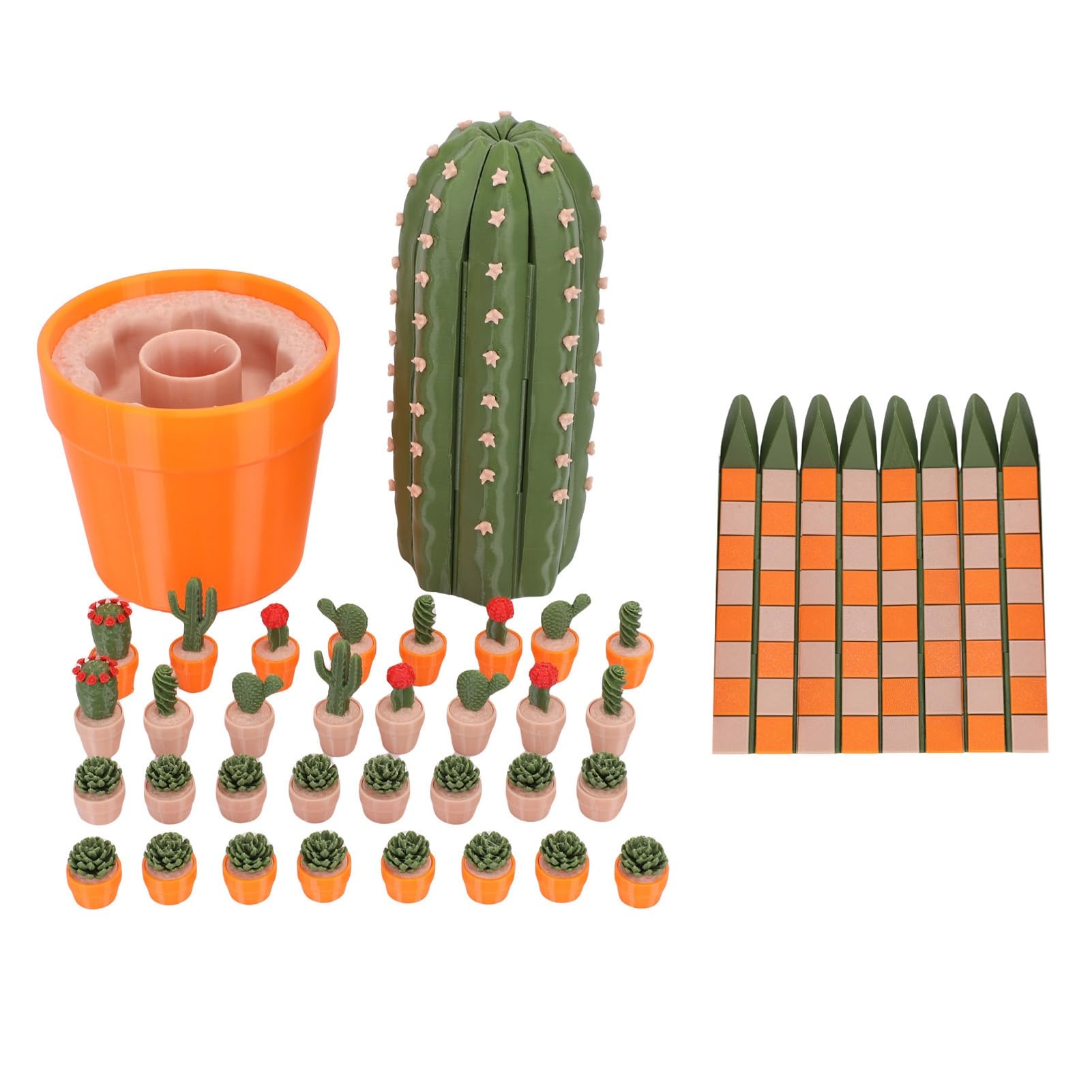 Focket Tragbares Schachspiel, 3D-gedrucktes Kakteen-Schachspiel, Magnetisches Rollbrett mit 32 Premium-Spielsteinen und Befestigungsring für Reisespiele für Pflanzenliebhaber