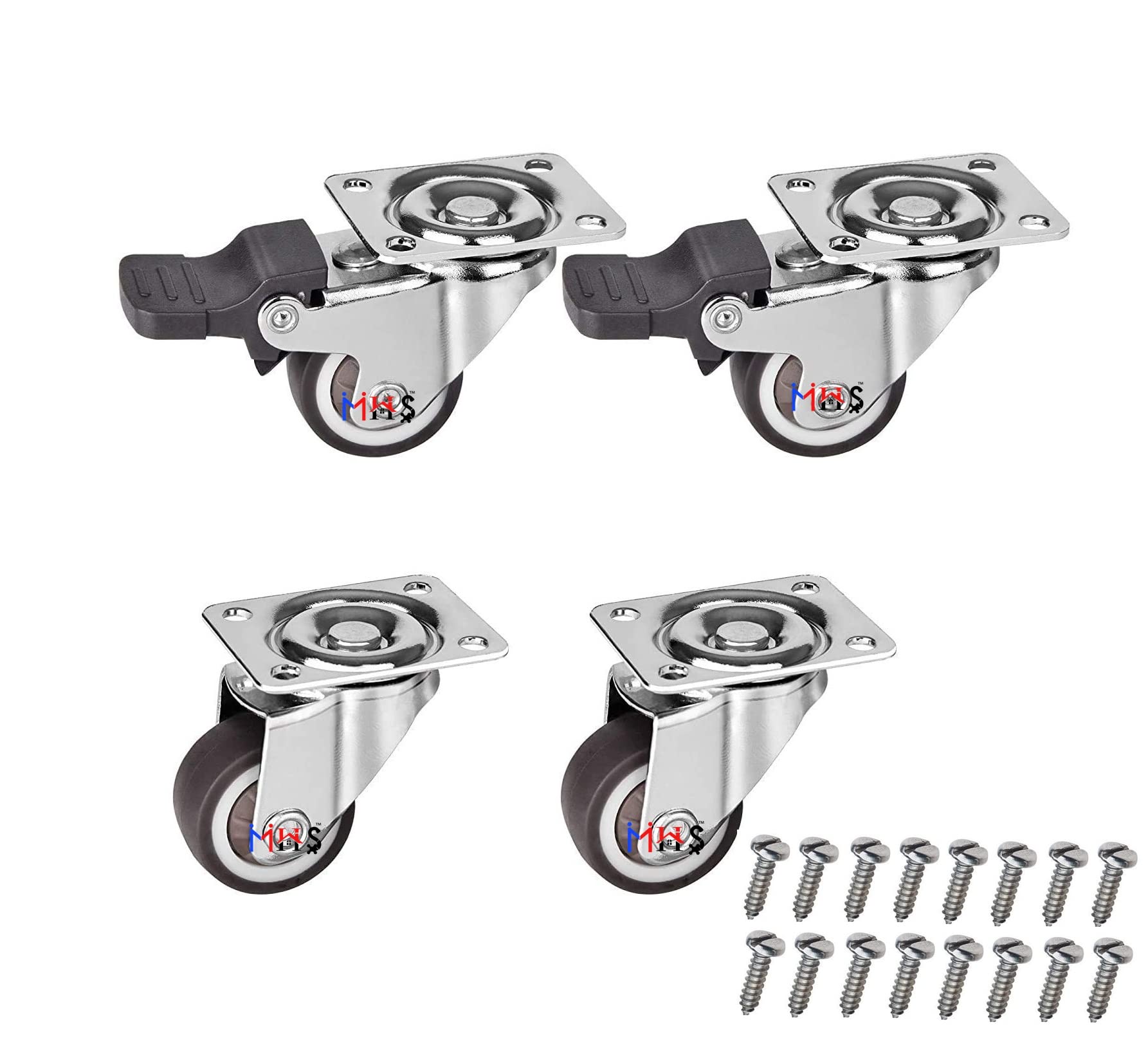 MHS 360 Swivel Type Revolving Silent High Grip Bearing Break Castor Wheel Set of 4 Pieces With Screws (30 MM WITH BREAK) (B08R8DH1JL) Amazon Price History, Amazon Price Tracker