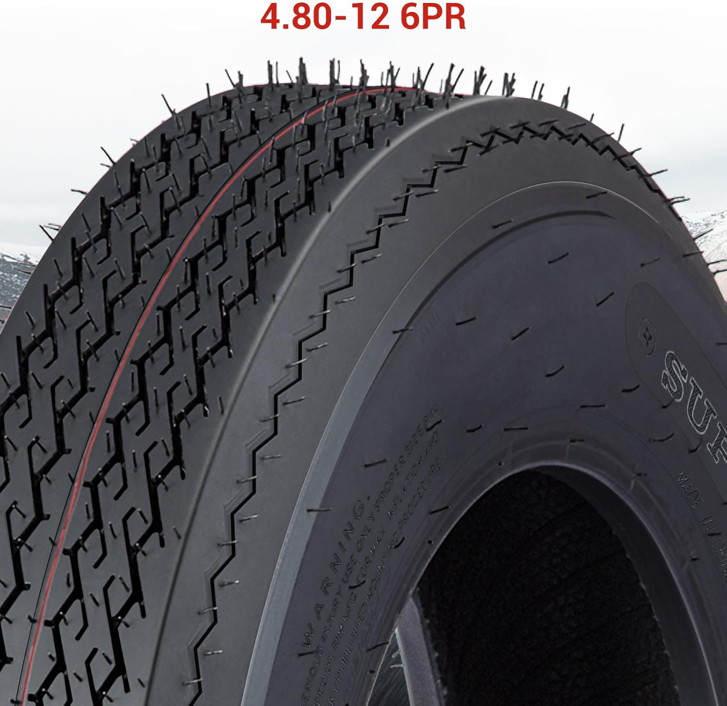 4.80-12 Trailer Tires - Heavy Duty Radial Tires, Load Range C, 6PR (Set of 2) for Boat, Utility, Camper & Cargo Trailers - Low Rolling Resistance for Fuel Saving, 5 on 4-1/2” Bolt Pattern 中文翻译: Festi