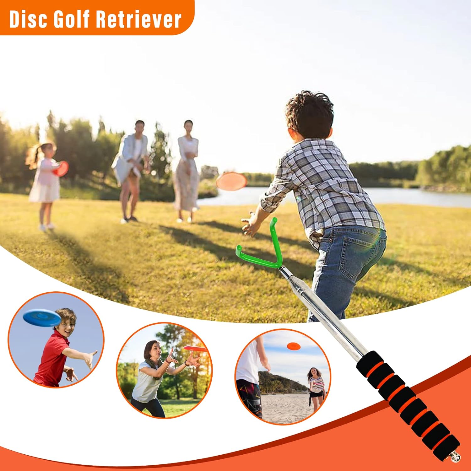 Buy BOUTICOL Disc Golf Retriever, Disc Retriever Telescoping Pole with Hook, Portable and