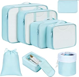Packing Cubes for Travel - Luggage Organizer Bags 8 Pcs Packing Cubes for Suitcases Lightweight Suitcase Organizer Bags set with Makeup Bag for Travel Accessories (Blue)