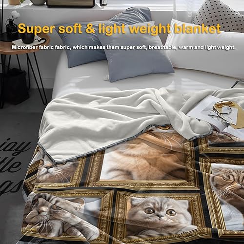 Miniatura 9 de Manta de gato persa, regalos para mujeres y hombres, acogedora manta suave y mullida para sofá, cama, viajes, manta ligera de franela de felpa y
