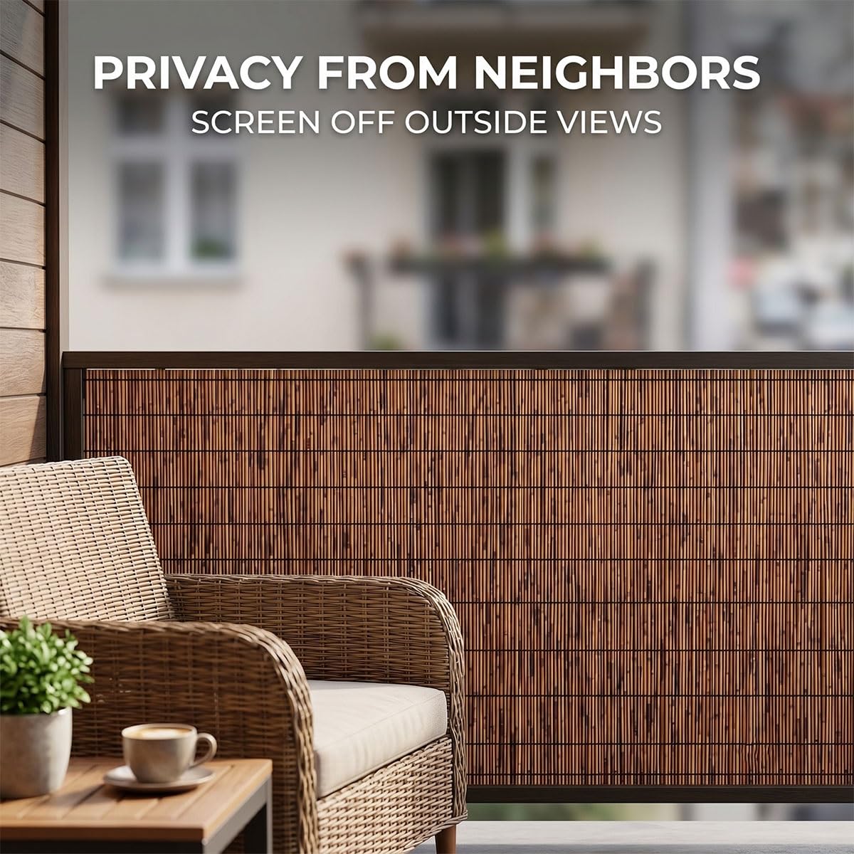 Arella in Canne Naturali per Esterno, Recinzione Canniccio Ombreggiante per Privacy Balcone e Giardino, Tapparella Divisorio Robusto per Ringhiera Terrazza(Naturale,170x550cm)