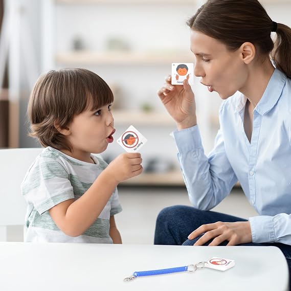 CHEFAN Autism Communication Card for Special Education, Speech Delay Nonverbal, ADHD, Visual Aid Feelings Emotions 40pcs Pocket Flash Cards for Special Need, Language Learning Cue Cards for Kids